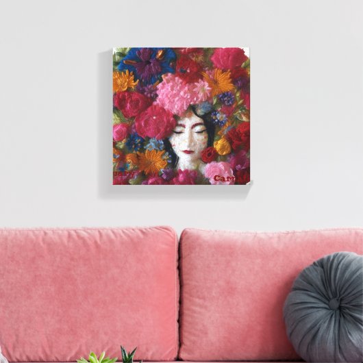 カーネーション開花の冬の恵み： 1月のキャンバス キャンバスプリント (インサイチュ (リビング))