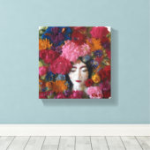 カーネーション開花の冬の恵み： 1月のキャンバス キャンバスプリント (インサイチュ (ウッドフロア))