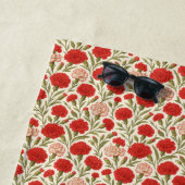 カーネーション開花ヴィンテージ赤 ビーチタオル (インサイチュ)