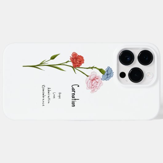 カーネーション1月誕生フラワーウォーターカラーアート Case-Mate iPhoneケース (裏面 (横))