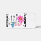 カーネーション1月誕生フラワーウォーター色アートケース iPhoneケース (裏面横)