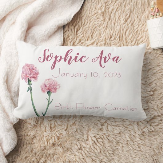 カーネーション1月誕生月花 ランバークッション (ブランケット)