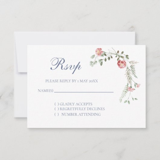 カーネーション ウェディング RSVP カード (正面)