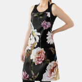 カーネーション、カモミールの花、黒いパターン。 エプロン (インサイチュ)