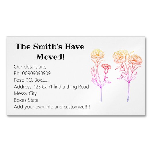 カーネーション·ニュー·詳細 マグネット名刺 (正面)