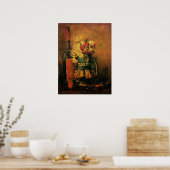 カーネーション、バラ、ビンセント・ヴァン・ゴッホによるボトル ポスター (キッチン)