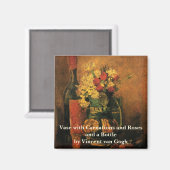カーネーション、バラ、ビンセント・ヴァン・ゴッホによるボトル マグネット (正面/裏面)