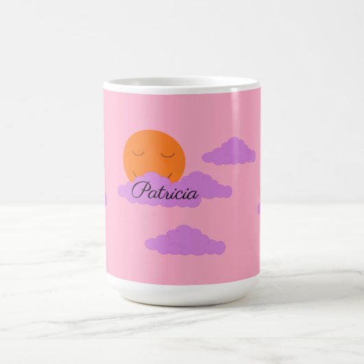 カーネーション ピンクの夕焼け空と雲 コーヒーマグカップ (中央)
