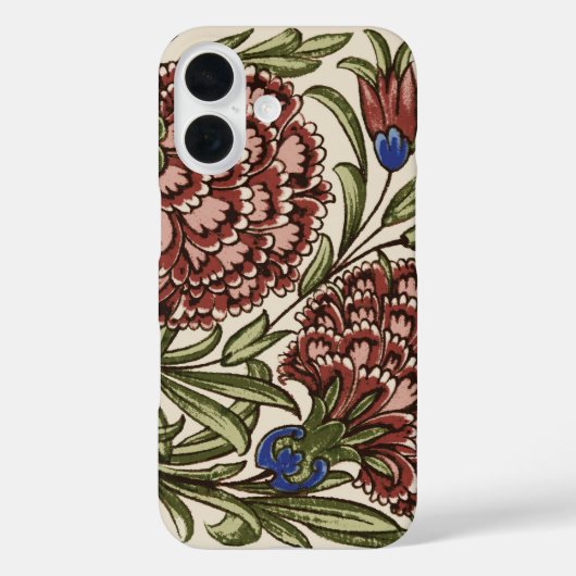 カーネーション フラワー タイル アンティーク レトロ デモルガン アート Case-Mate iPhoneケース (裏面)