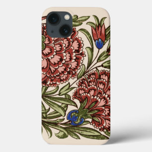 カーネーション フラワー タイル アンティーク レトロ デモルガン アート iPhone 13ケース