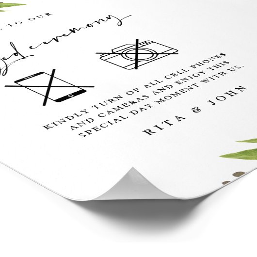 カーネーション・ボホ結婚プラグ抜き式のサイン ポスター (角)