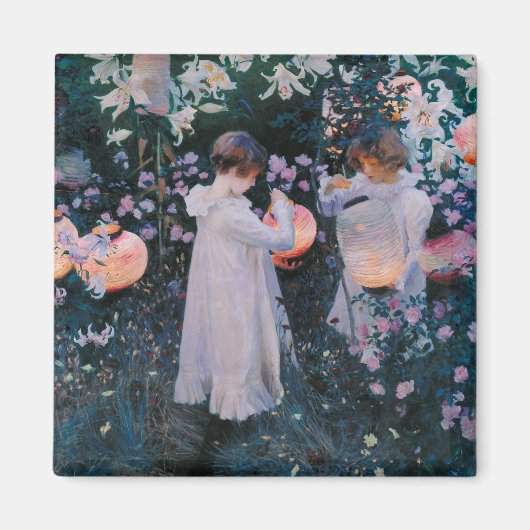 カーネーション、リリー、リリー、バラ(John Singer Sargent) マグネット (正面)