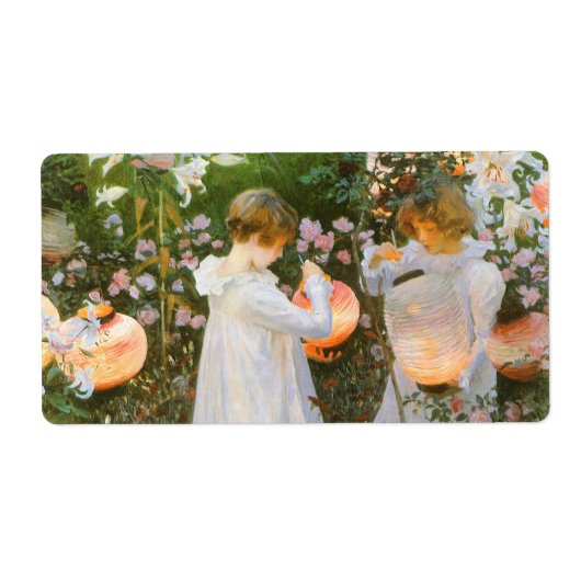 カーネーション、リリー、リリー、バラbyジョン・シンガーSargent ラベル (正面)