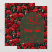 カーネーション 花束 誕生日記念 招待状 (正面/裏面)