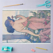 カーネーション(4本の花)、アルフォンスミュシャ 薄葉紙 (クラフト)