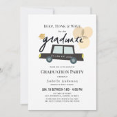 カーバルーンのドライブバイ卒業招待状 招待状 (正面)