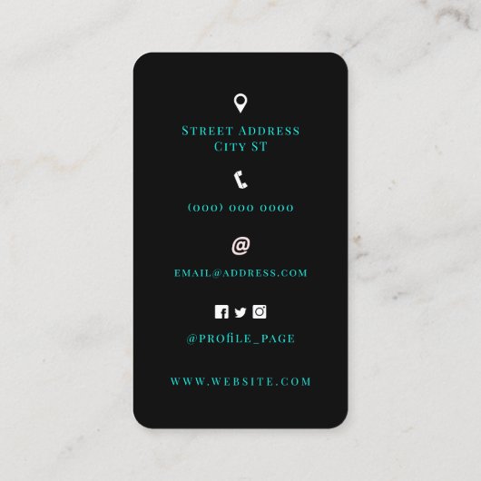 カーバーズアイルックティール(緑がかった色)スタイリッシュ名刺 名刺 (裏面)