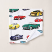 カーパター数々のン色の車自動車 バスタオルセット (ウォッシュタオル)