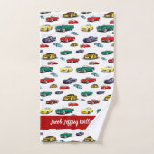 カーパター数々のン色の車自動車 バスタオルセット (ハンドタオル)