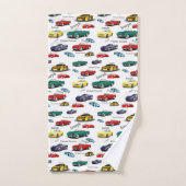 カーパター数々のン色の車自動車 バスタオルセット (ハンドタオル)