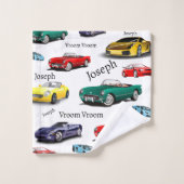 カーパター数々のン色の車自動車 バスタオルセット (ウォッシュタオル)