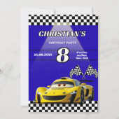 カーパーソナライズされたボーイズ誕生日パーティーへの招待 (正面)
