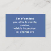 カーパーソナライズされた名刺 名刺 (裏面)