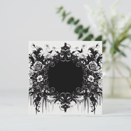 カーパーソナライズされた空白のド – 白黒テンプレート 招待状 (スタンド正面)