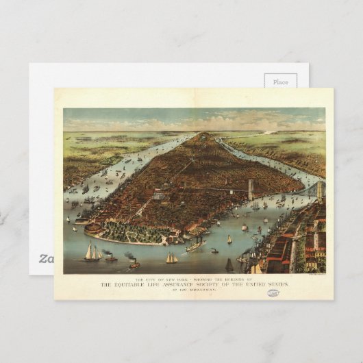 カービアンドアイブスによるニューヨーク市（1883） ポストカード (正面/裏面)
