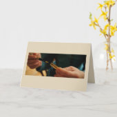 カービクトリアンドに付いた万年筆書の引用文 カード (黄色い花)