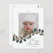 カービングベリーリーフスプレーフォトクリスマスホリデー ポストカード (正面/裏面)