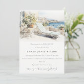 カーフギリシャ水彩風景ブライダルシャワー 招待状 (スタンド正面)