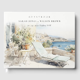 カーフギリシャ水彩風景結婚ズ ゲストブック