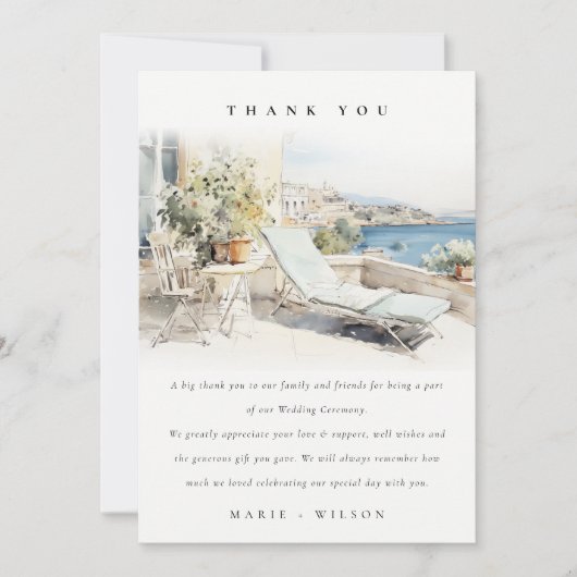 カーフギリシャ水彩風景結婚ズ サンキューカード (正面)