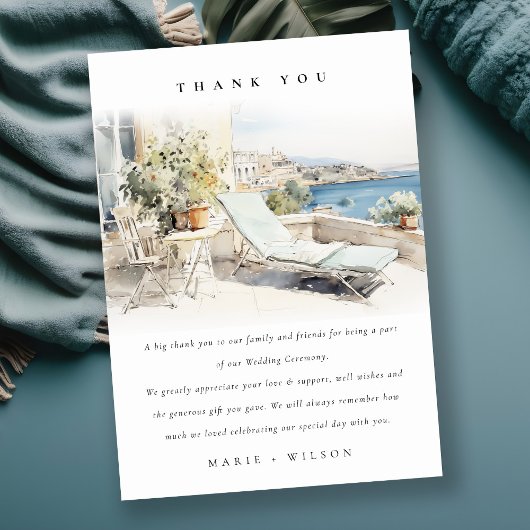 カーフギリシャ水彩風景結婚ズ サンキューカード