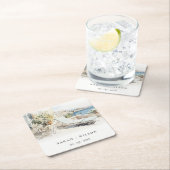 カーフギリシャ水彩風景結婚ズ スクエアペーパーコースター (インサイチュ)