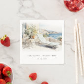 カーフギリシャ水彩風景結婚ズ スタンダードカクテルナプキン (インサイチュ)