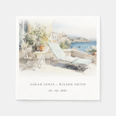 カーフギリシャ水彩風景結婚ズ スタンダードカクテルナプキン (正面)