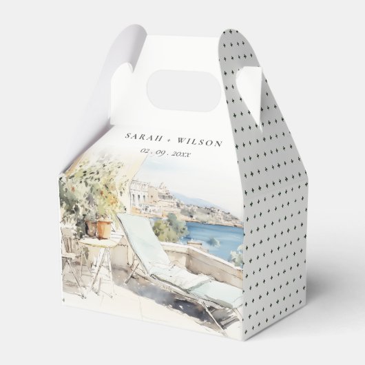カーフギリシャ水彩風景結婚ズ フェイバーボックス (正面サイド)