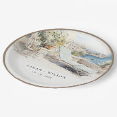 カーフギリシャ水彩風景結婚ズ ペーパープレート (アングル)