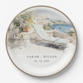 カーフギリシャ水彩風景結婚ズ ペーパープレート (正面)