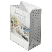 カーフギリシャ水彩風景結婚ズ ミディアムペーパーバッグ (正面アングル)