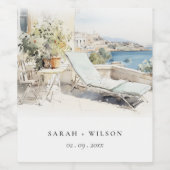 カーフギリシャ水彩風景結婚ズ ワインラベル (シングルラベル)