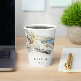 カーフギリシャ水彩風景結婚ズ 紙コップ