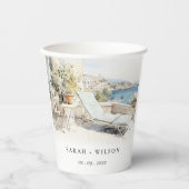 カーフギリシャ水彩風景結婚ズ 紙コップ (正面)