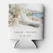 カーフギリシャ水彩風景結婚ズ 缶クーラー (正面)