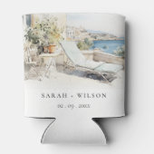 カーフギリシャ水彩風景結婚ズ 缶クーラー (裏面)