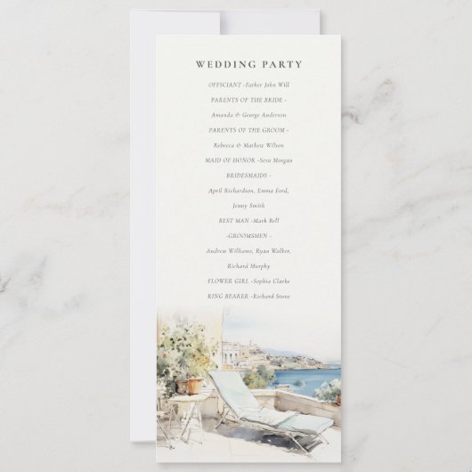 カーフギリシャ水彩風景結婚式 プログラム (裏面)