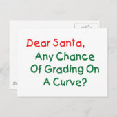 カーブのサンタの親愛な等級か。 クリスマスはサンタに文字を入れます シーズンポストカード (正面/裏面)