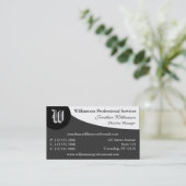 カーブのモノグラムの灰色の名刺 名刺 (スタンド正面)